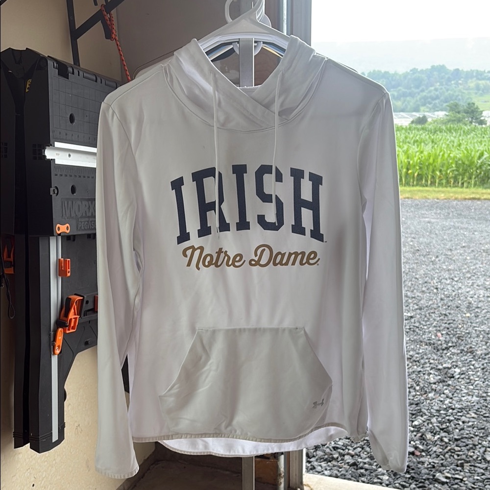 Under Armour White and Gold Notre Dame Hoodie